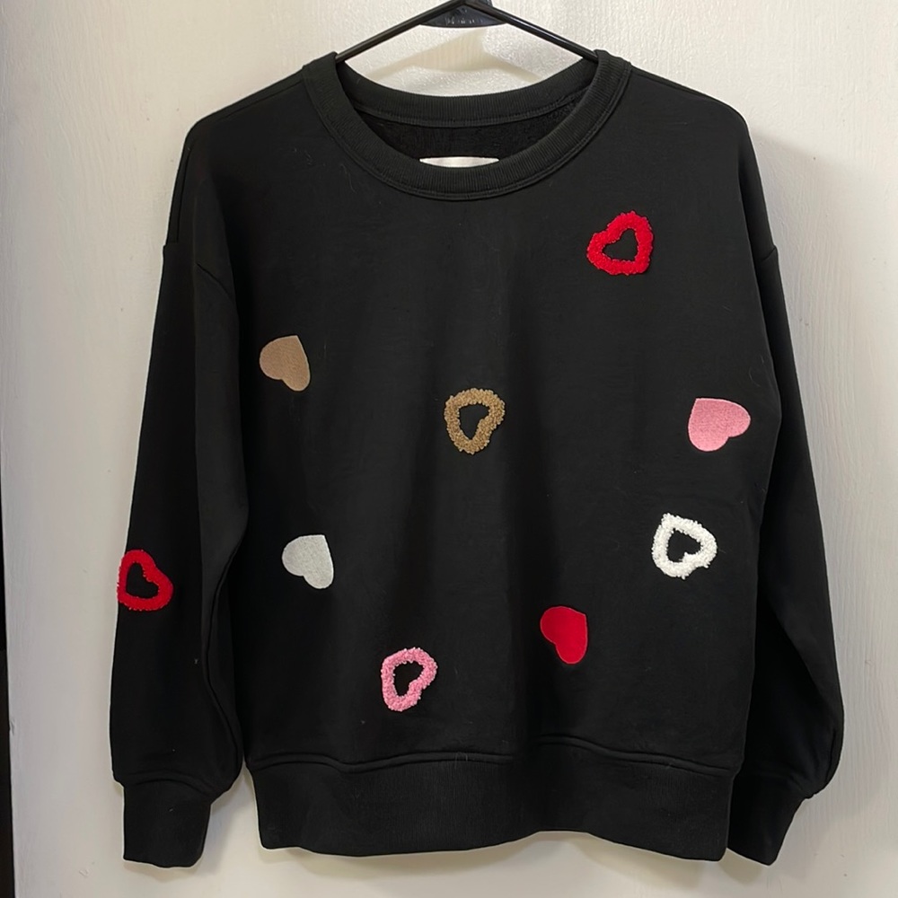 Long Sleeve Crewneck Heart Sweater